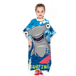 Ultra-Thin-Fiber Cartoon Printed Bath Towel Childrens Robe with Hood Kids Cape Wrap Comfortable Soft Fabric Home Textile