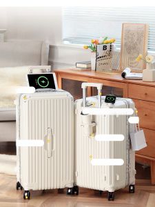 Large Capacity Thickened Aluminum Frame Charging Multi-Function Mens Luggage Fashionable Trendy Youth Travel Suitcase