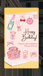 Pink Party Birthday Card – Cheers Aesthetic Posh Party Celebration Pink Posh Bday Card