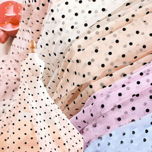 5 มม.สีดํา Flocking Polka Dot Tulle Spotted ตาข่ายสุทธิผ้ายืดนุ่มคุณภาพสูงสําหรับ DIY Handmade Craft เย็บเครื่องแต่งกายชุด