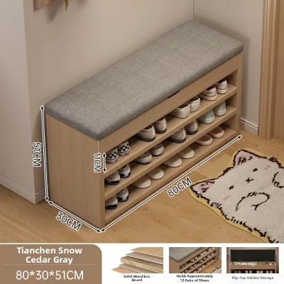 Shoe Bench with Storage Entry Hall Wooden Seat