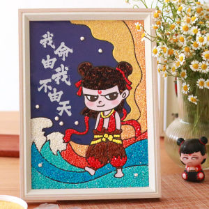 DIY วัสดุสำหรับงานฝีมือ ภาพวาดจากเมล็ดพืช 5 ชนิด ของเล่นสร้างสรรค์สำหรับเยาวชน อุปกรณ์สำหรับงานฝีมือแบบครึ่งสำเร็จรูป