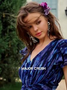 Romantic Ruffled Hem Blue Glass Poem Print Dress
