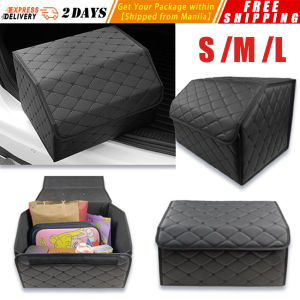 Car Trunk Organizer Box Large Capacity Auto Multiuse Tools Storage Bag Stowing Tidying Leather Folding For Emergency Storage Box Multipurpose Collapsible Car Trunk Storage Organizer With Lid Portable Car Storage Bag Car Trunk Organizer