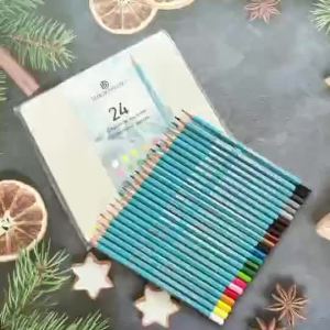 24 Color Hexagonal Rod Water-soluble Colored Pencil Iron  Set Art Drawing Tools Students Drawing Coloring Water-color Pens