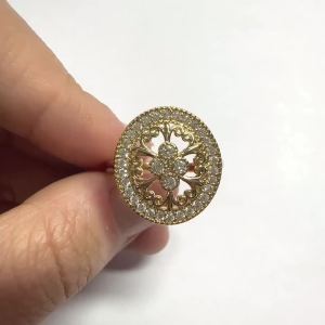 Huitan Aesthetic Hollow-out Design Ring for Women Gold Color Cubic Zirconia Finger Jewelry for Engagement Delicate Jewelry Gift