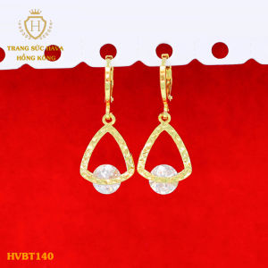 Bông Tai Khuyên Tai Nữ Dáng Dài Mặt Đính Đá Titan Xi Mạ Vàng Non 18k 24k Cao Cấp (Không Bị Xỉn Đen) - Trang Sức Hava Hong Kong