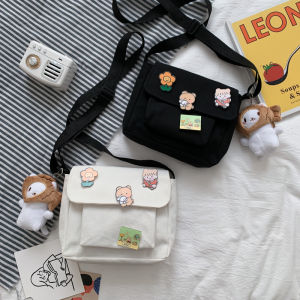 Cute Canvas Shoulder Bag for Girls 2024 New Japanese Harajuku Crossbody Bag Versatile Student Teen Girl Single Strap Bag