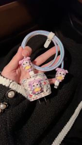 Rainbow case พร้อมส่ง ชุดถนอมสายชาร์จ ลายพัฟเกิร์สม่วง สำหรับ 18w  20W 25W 35W