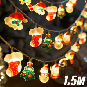 Yespery chuỗi đèn LED giáng sinh ánh sáng 1.5m 10led Santa Claus Snowman Cây giáng sinh treo bóng đèn Thần Tiên vòng hoa trang trí nhà 2025 quà tặng năm mới
