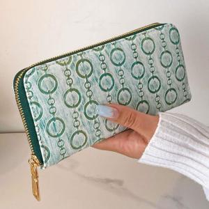 New 2023 Womens Medium Length Wallet Single Zipper Convenient Storage Retro Forest System Wallet Fashionable Pure Color