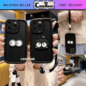IPH X Xs Max 11 12 13 14 15 16 Plus Pro Max cute briquettes eyes strap solid phone case casing
