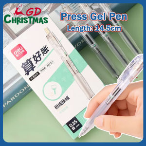 GD Christmas 1pcs Deli Press Gel Pen 0.35mm Black Quick-Drying Ballpen Writing Pen For Text School Supplies