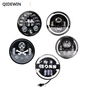 5-3/4 "5.75นิ้วรถจักรยานยนต์ MOTO LED โปรเจคเตอร์เต็ม Halo ไฟหน้ารถมอเตอร์ไซด์ DRL 50W สำหรับ Sportster 883 XL883 fxcw