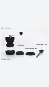 Gemilai manual coffee bean grinder with two high-quality glass jars ceramic burr stainless steel handle and silicon lid