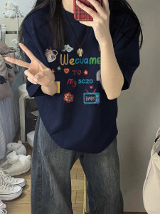 American Fashion Brand Stylish Fun Printing Short-Sleeved T-shirt Womens Summer Loose Slim Looking Casual Girlfriends Wear Clothes