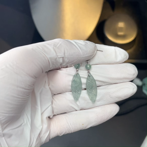 TIMESWIND Original Natural A-type Jade Leaf Hollow Light Green Pendant S925 Silver Women Earrings Fashion Jewelry with Certificate