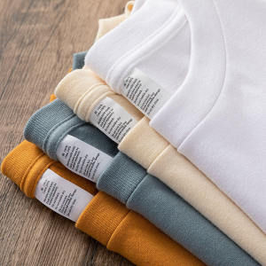 300G Heavy Weight Solid Color Basic Long Sleeves T-shirt Pure Cotton Thick Plaid Easiest for Match Simple Bottoming Shirt Tops Men and Women