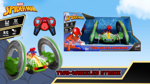 Marvel Original - 2.4GHz Spiderman Full-Function 2-Wheeled Strike Remote Control Stunt Car w/ USB Charging