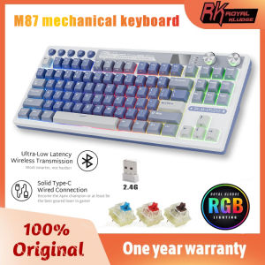 RK ROYAL KLUDGE RK M87 Mechanical Keyboard Wireless/Bluetooth/USB-C Hot-Swappable Gasket Gaming Keyboard with TFT Color Screen