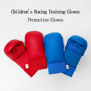 Karate Gloves Fingerless Karate Martial Arts Training Gloves PU Leather Thickened Protection Widened Wristband for Child Adults