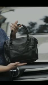 Túi nữ da bò phối vân cá sấu thanh lịch (túi si tuyển da thật)