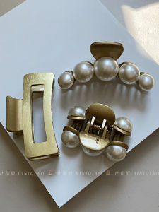 คลิปหนีบผมโลหะขนาดใหญ่ประดับมุก เครื่องประดับผมสไตล์สตรีทแฟชั่นสำหรับผู้หญิง เครื่องประดับผมคลิปหนีบผมแบบเรขาคณิตสุดเก๋ไก๋