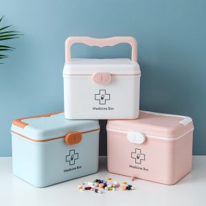 Home Family Medical Kits First Aid Plastic Medicine Pill Boxes Medicine Boxes First Aid Kit Multi-layer Portable Medicine Chest