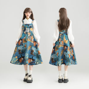 KEIKO | Oil Painting Style Color Woven Jacquard Waist Cinching Slimming Dress