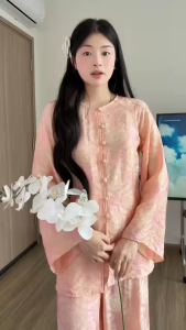Pháp phục dáng bà ba suông rộng sang chảnh mặc đi lễ chùa vãng cảnh đi chơi_HT Áo Dài Hà Thành