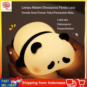 Lampu Tidur Panda Sekali Sentuh Rechargeable Bahan Silicon / Lampu Tidur Menglong Kecil