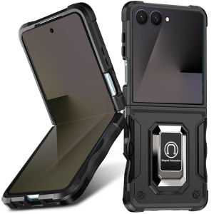 for Samsung Z Flip 7 Case with Built in Kickstand Suit for Car MountDual Layer Hard PC Soft Silicone Heavy Duty Military-Grade Shockproof Protective Case for Galaxy Z Flip 7 FE CaseZ Flip 6 CaseZ Flip 5 Case