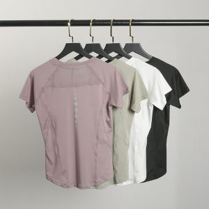 Womens Yoga Fitness Short Sleeve T-Shirt Running Training Sportswear Breathable Quick Dry Moisture Wicking Slimming Top