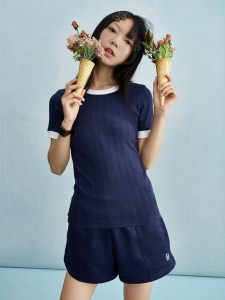 Champion | Summer Contrast Color Round Neck Shoulder-Fit Knitted Top