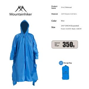 Mountainhiker | 3In1 Raincoat by Mountainhiker Ultra Light Portable Waterproof Rainwear Foldable Hooded Poncho for Outdoor Adventure Commuting