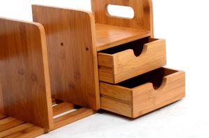 Simple Desktop Small Bookshelf Storage Rack Bamboo Solid Wood Student Office Desktop Bookshelf Dormitory Desk Storage Rack