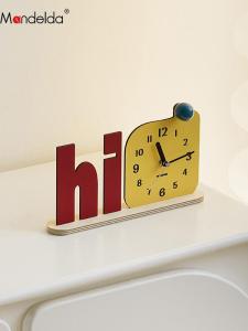 Mandelda Luxury Wooden Desktop Clock Living Room Decorative Art Piece TV Cabinet Entrance Hall Creative Home Decoration