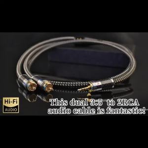 YYAUDIO 3.5mm Stereo To 2RCA Cáp Kết Nối Âm Thanh OFC Có Độ Tinh Khiết Cao Dành Cho Loa Điện Thoại Di Động Và Hệ Thống Âm Thanh Nổi Tại Nhà