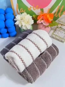 1/2/3PCS Bathroom Cotton Towel Sets Household Towels Wave Bath Hand Face Towels Soft Absorbent Towels Christmas Gift Towels Set