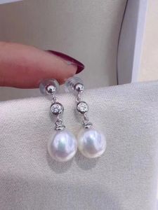 Fashionable 925 Silver Pearl Earring DIY Accessories Gold And Silver Drop Earring Pendants with 8-12mm round Bar Fresh out