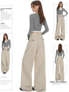 High Waist Wide Leg Crop Classic Blue Workwear Denim Pants for Women Summer Casual Comfortable Breathable Loose Fit