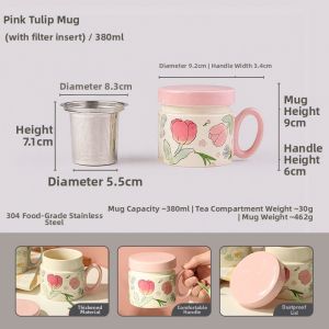 LOTUS BLUE | Aesthetic Lid Coffee and Tea Separation Mug