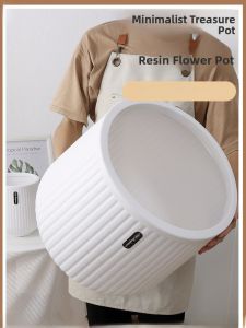 Nordic Style Extra Large Diameter Plastic Flower Pot Ceramic Simulation Thickened Durable Indoor Living Room Plant Potted Flowers