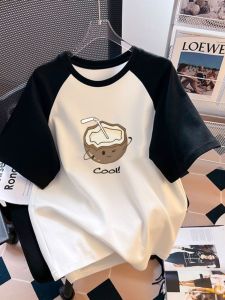 Áo Thun Cotton Dáng Rộng Mùa Hè 2025 Phong Cách Hàn Quốc Tay Ngắn Thương Hiệu INS Thời Trang Nam Tay Ngắn Nửa Tay Áo Chèn Vai