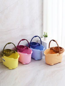 Plastic Mop Bucket Traditional Sponge Drainage Household Cleaning Tool Long Rectangular Flat Plate Mop Bucket for Home Use
