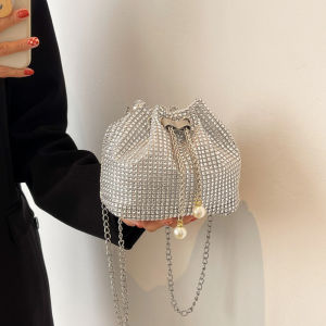 Light Diamond Small Bag 2022 New Fashion Crossbody Womens All-Match Ins Fashionable Stylish Single Shoulder Pearl Chain Bucket Bag