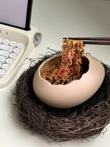 Bát Gốm Hình Quả Trứng Hình Tổ Chim Bát Đựng Đồ Ăn Sáng Tạo Cho Nhà Hàng Bát Đựng Thức Uống Lạnh Và Món Tráng Miệng Hình Quả Trứng Ostrich