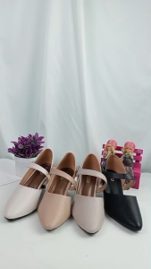 รองเท้า 8AM คัทชูส้นสูง รองเท้าแฟชั่น SM3328 พี้นนิ่ม พร้อมสายคาดหลัง ทำงาน หนังPUนุ่ม สายคาดหลังเท้าปรับระดับ