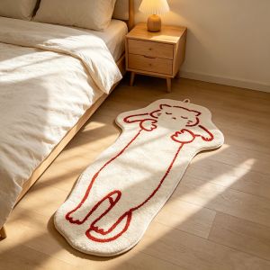 VIKAMA Fluffy Sausage Dog Rug Thảm Lót Sàn Chống Trượt Dễ Thương Dachshund Cho Đầu Giường Trong Nhà Trang Trí Nhà Có Thể Giặt Bằng Máy Thảm Polyester