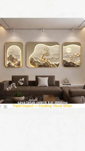 【InStock】Luxury Abstract Frame Wall Decor 3Pcs Mural Aesthetic Painting Sofa livingroom Home decor